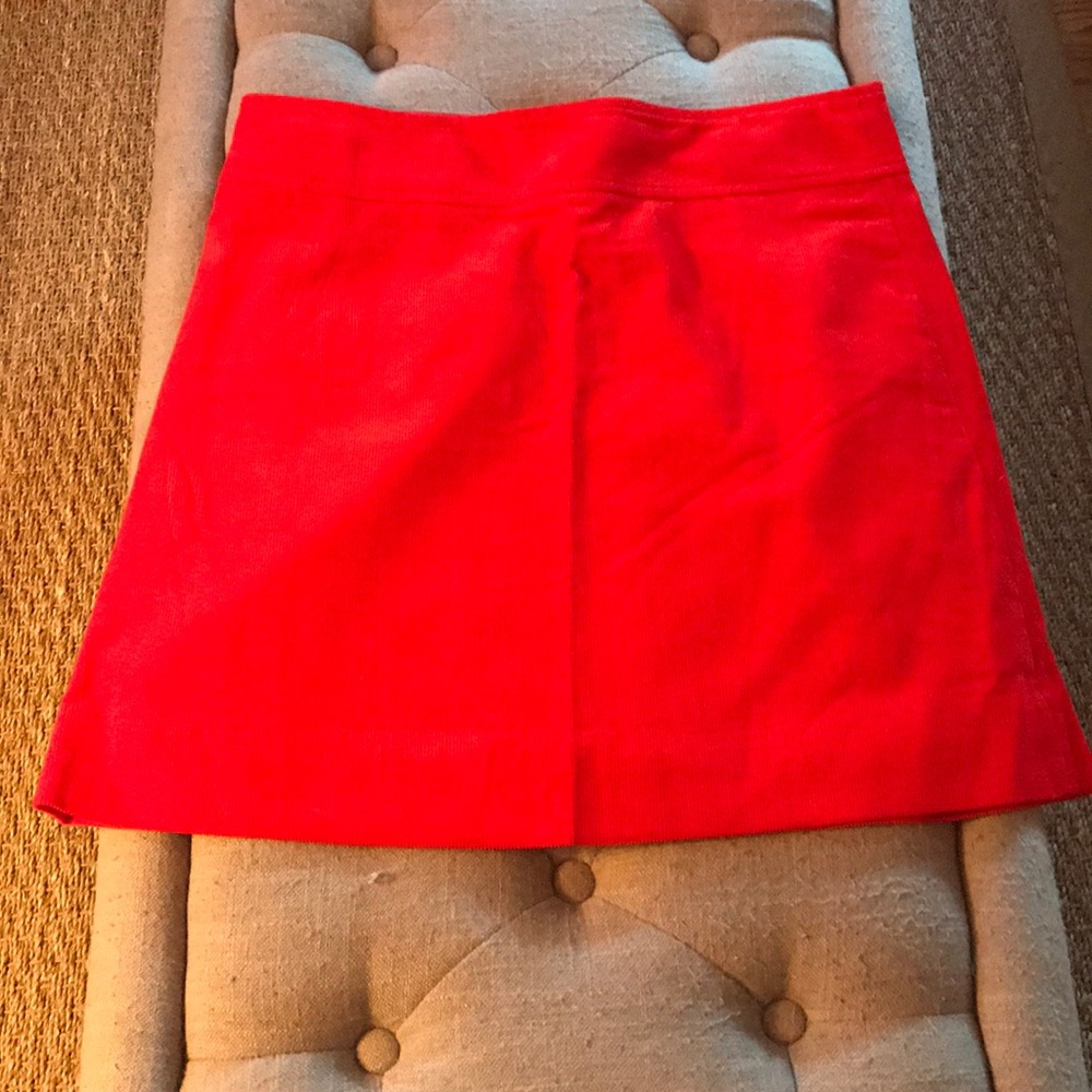 J.Crew corduroy skirt bright red orange 6